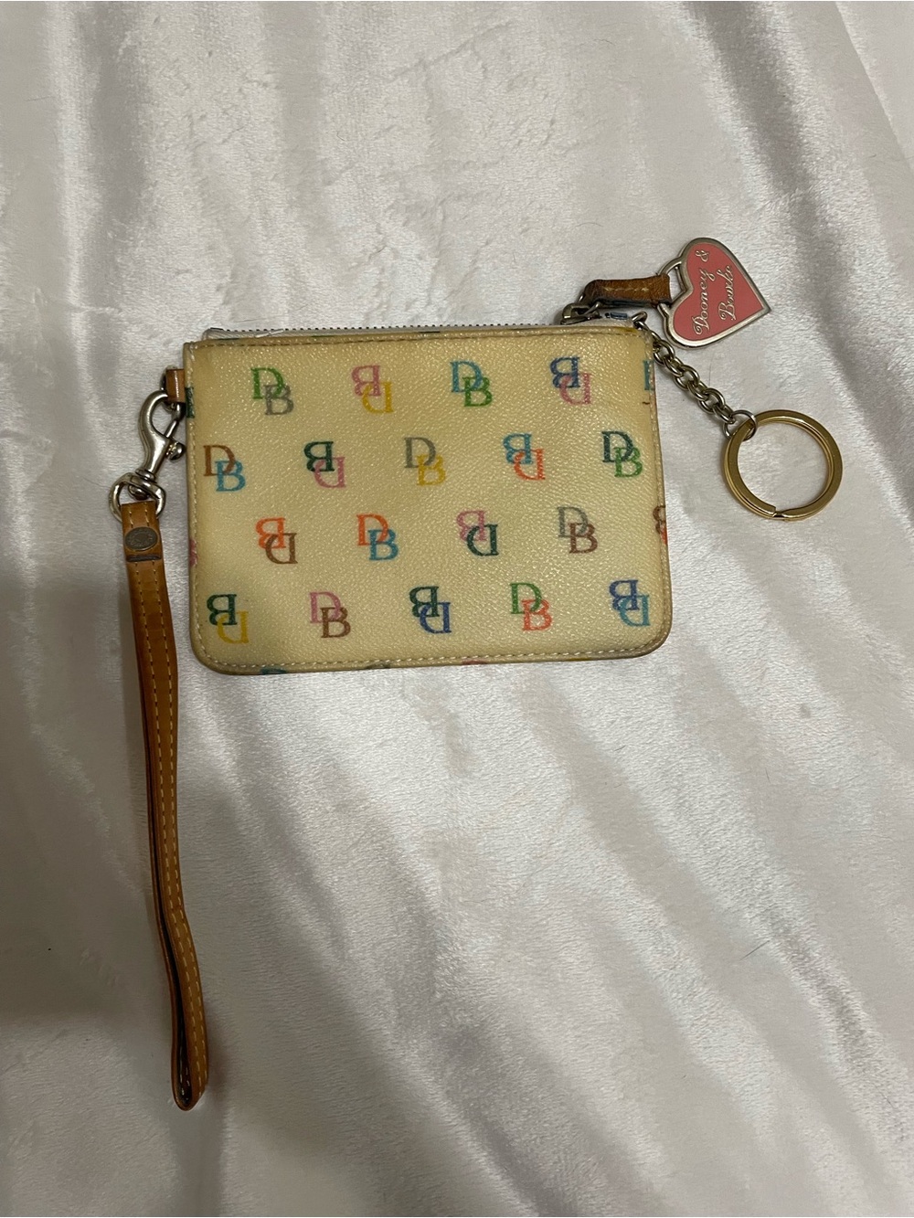 Vintage Dooney & Bourke Multicolored Signature Initials Wristlet Wallet